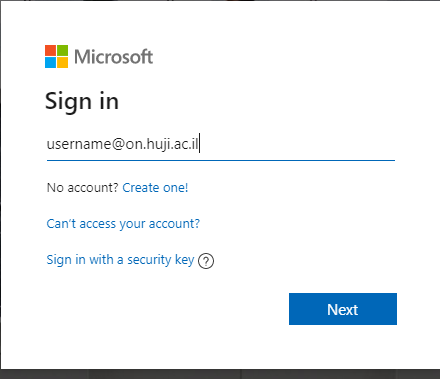 Azure authentication page