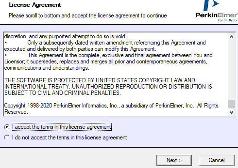 Scroll down to accept License agreement