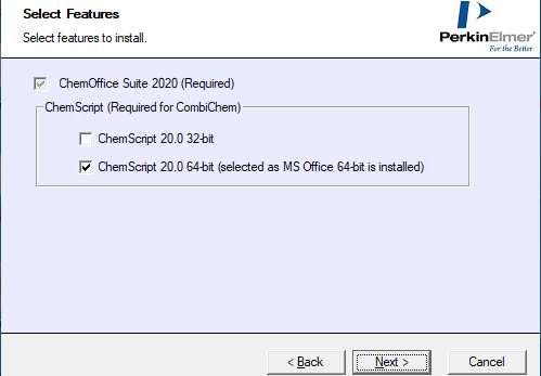 Choose Chemdraw version 32 or 64