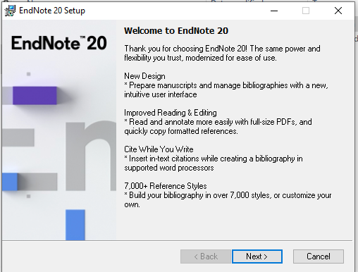 Welcome to Endnote Installation