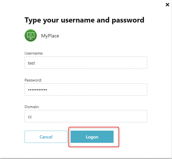 MyPlace  Authentication Screen