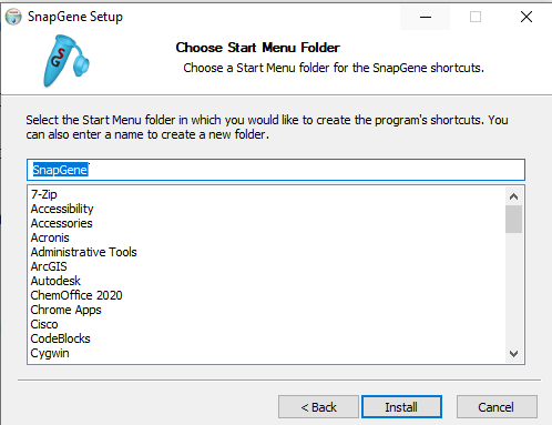 Choose start menu folder