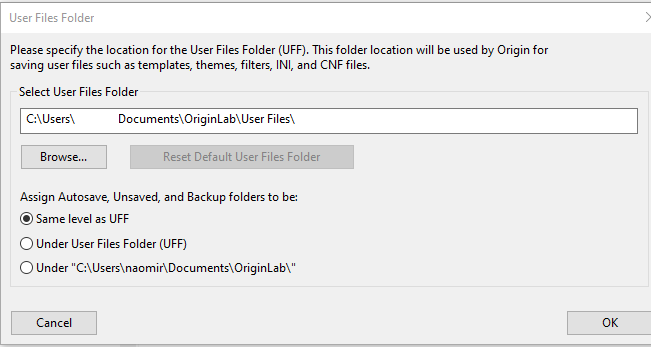 Specify user file folder