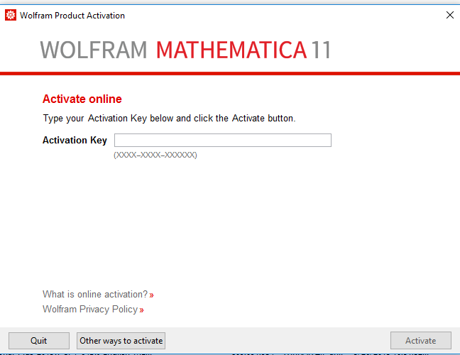 Entering a new activation key