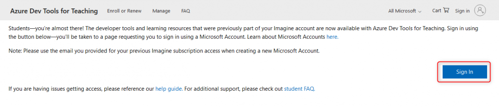 Azure sign in page
